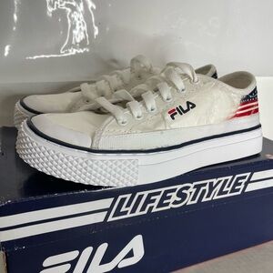 Fila Cream Sneakers with Red and Black Details